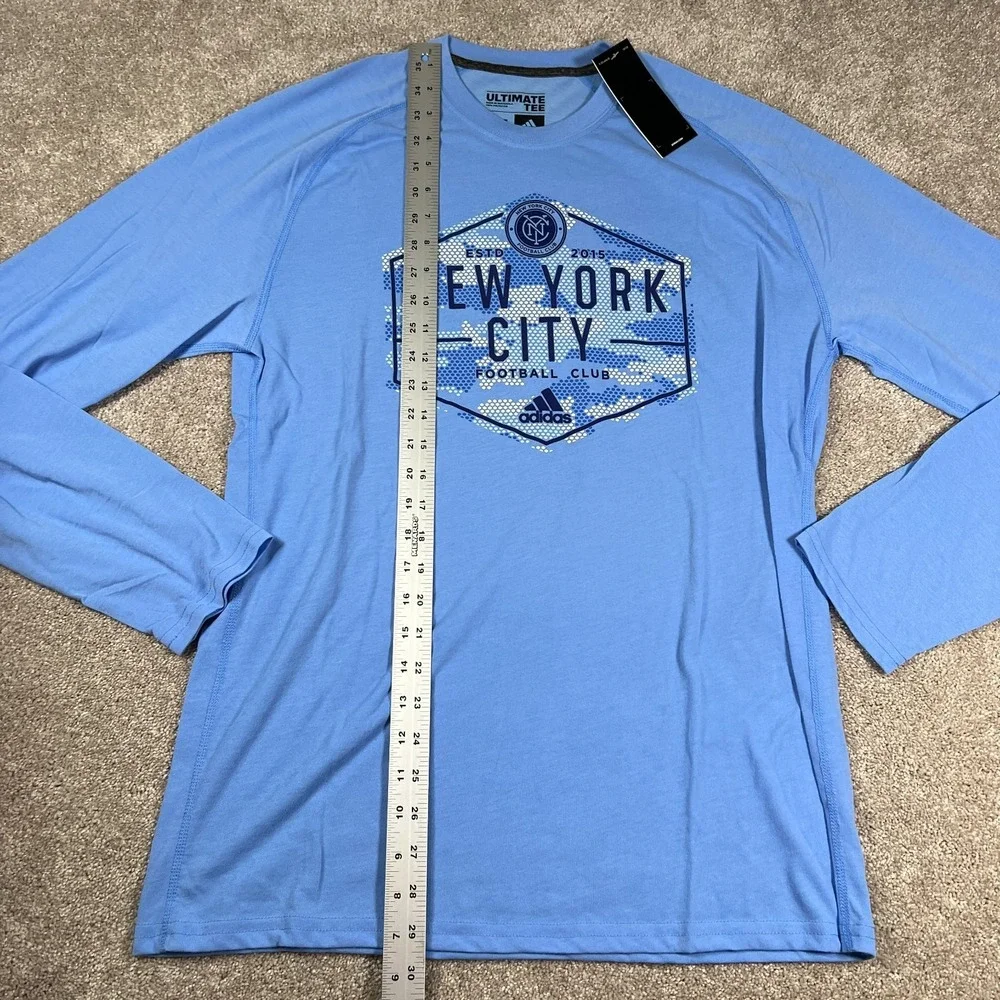 Adidas Mens Large Blue New York City FC‎ Long Sleeve Soccer Performance Tee NWT - Picture 7 of 7